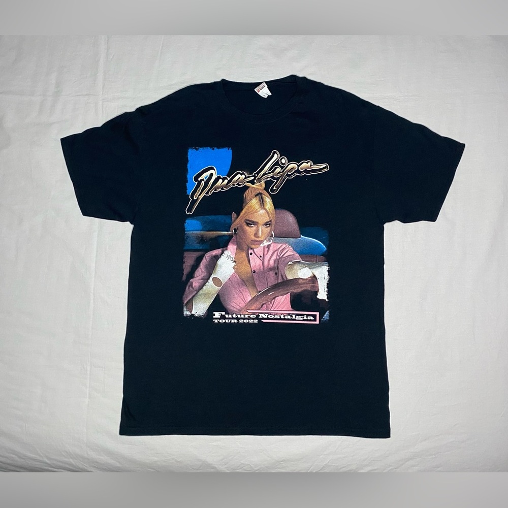 Dua Lipa Future Nostalgia tour tee t shirt 2022 black L rap tee